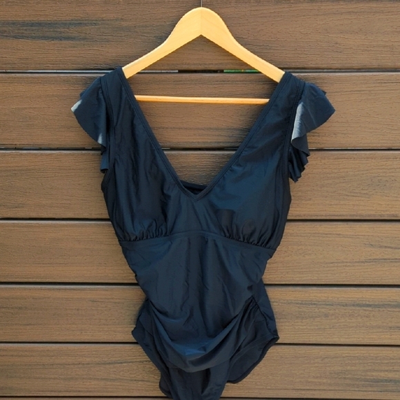 Women's Stylish Black Tummy Control One Piece Swimsuit - Size XL NWT - Picture 2 of 8